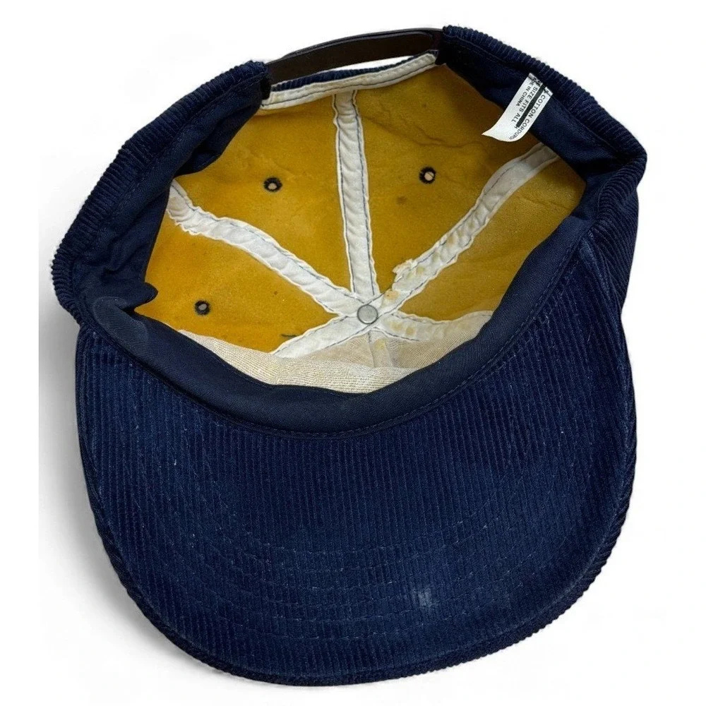 Vintage Oregon Rope Hat Adult Navy Blue Adjustable Script Strap Back‎ Corduroy